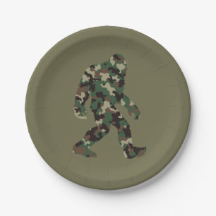 Bigfoot Sasquatch Camo Paper Plates