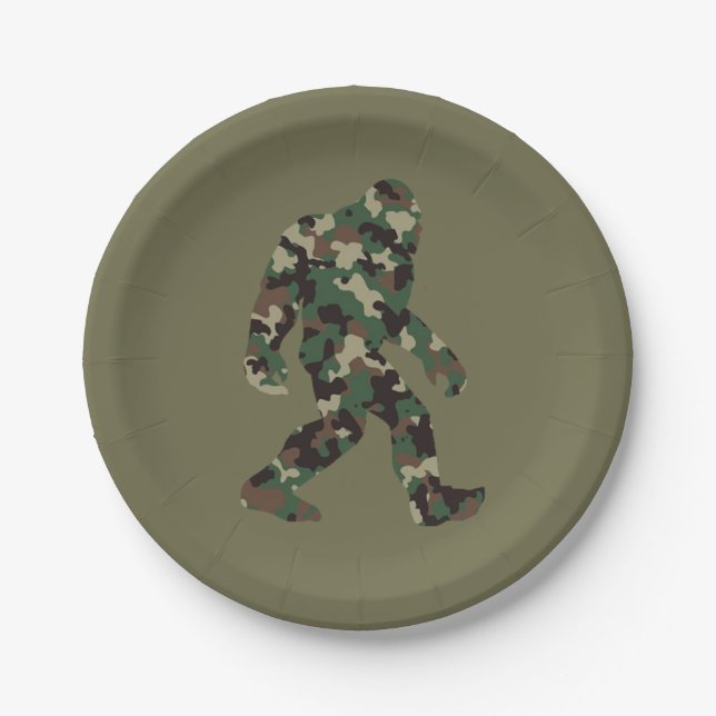 Bigfoot Sasquatch Camo Paper Plates (Front)