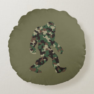Bigfoot Sasquatch Camo Round Pillow