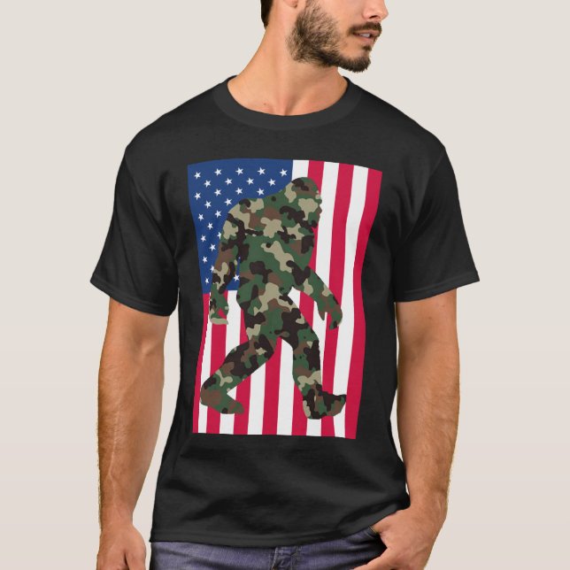 Bigfoot Sasquatch Camo  T-Shirt (Front)