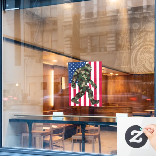 Bigfoot Sasquatch Camo  Window Cling (Cafe Window)