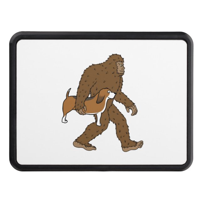 Bigfoot Sasquatch Carrying Basset Hound Hitch Cover (Front)
