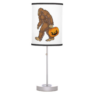 Bigfoot Sasquatch Carrying Scary Pumpkin T shirt Table Lamp