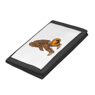 Bigfoot Sasquatch Carrying Scary Pumpkin T shirt Trifold Wallet