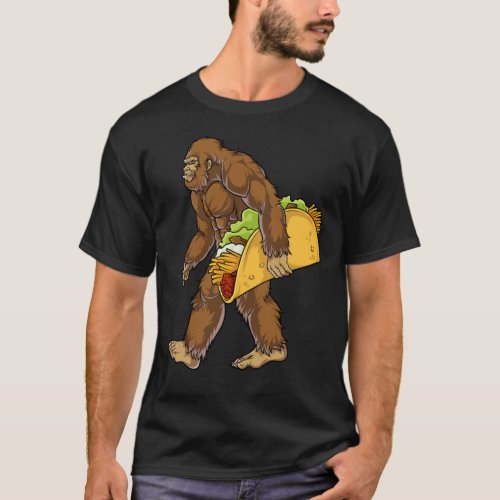 Bigfoot Sasquatch Carrying Taco T shirt Funny Camp