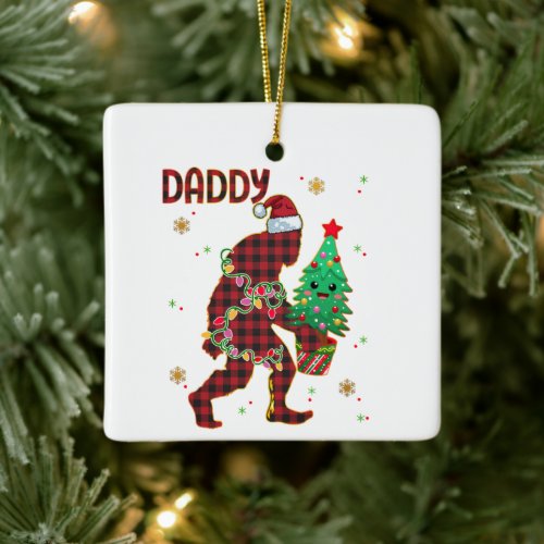 Bigfoot Sasquatch Christmas Daddy Family   Ceramic Ceramic Ornament