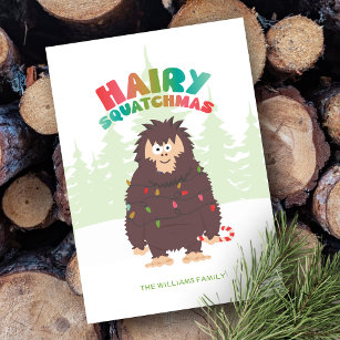 Bigfoot Sasquatch Christmas Flat Holiday Card