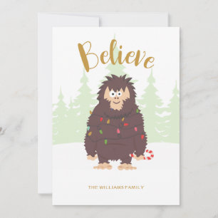 Bigfoot Sasquatch Christmas Flat Holiday Card