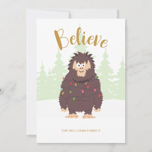 Bigfoot Sasquatch Christmas Flat Holiday Card