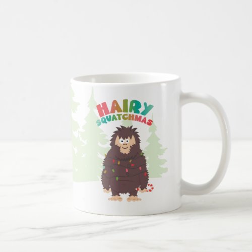 Bigfoot Sasquatch Christmas Flat Holiday Card Coffee Mug