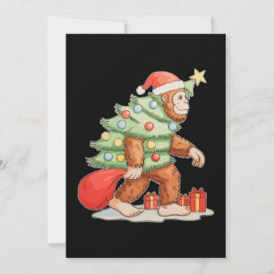 Bigfoot Sasquatch Christmas Tree Xmas Lights Holiday Card
