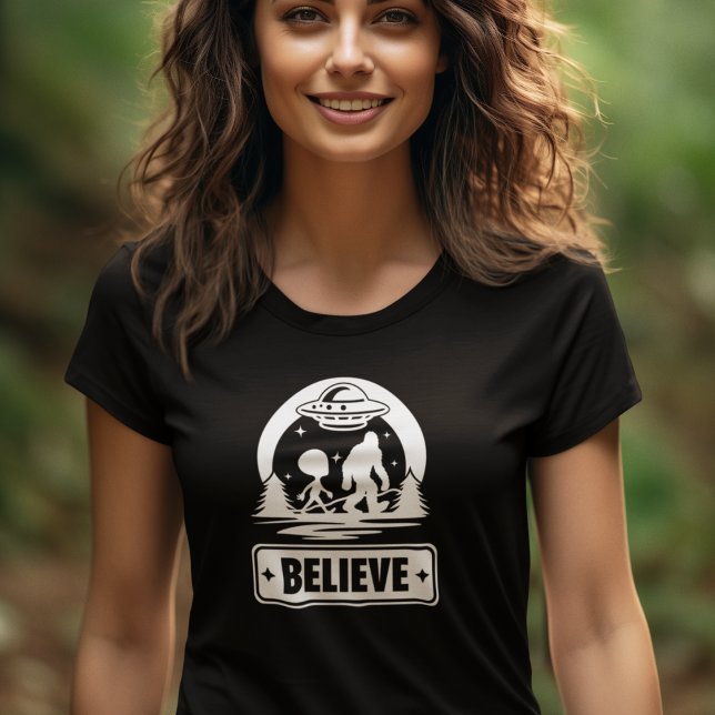 Bigfoot Sasquatch Cryptid Believer Alien Womens T-Shirt (Creator Uploaded)