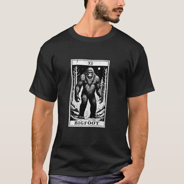 Bigfoot Sasquatch Cryptid Mythical Beast Tarot Car T-Shirt (Front)
