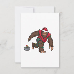 Bigfoot Sasquatch Curling Christmas 2026 Holiday Thank You Card