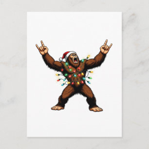Bigfoot Sasquatch Devil Horns Christmas 2026 Rock Holiday Postcard