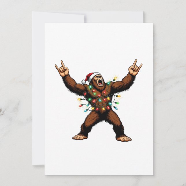 Bigfoot Sasquatch Devil Horns Christmas 2026 Rock  Note Card (Front)