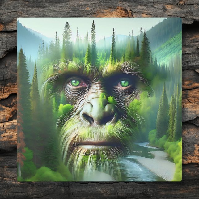 Bigfoot Sasquatch Double Exposure with Forest Metal Print (Creator Uploaded)
