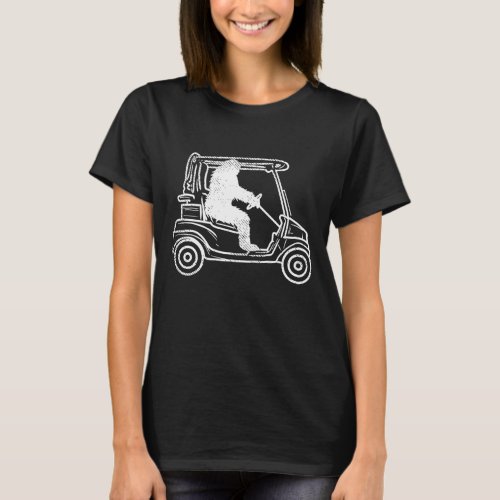 Bigfoot Sasquatch Driving Golf Cart Funny Golfing  T_Shirt