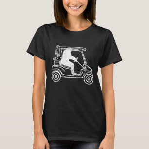 Bigfoot Sasquatch Driving Golf Cart Funny Golfing T-Shirt