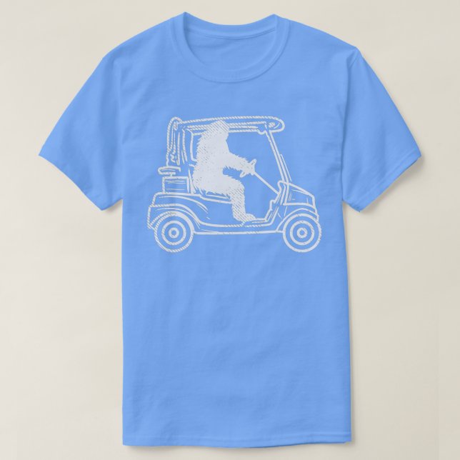 Bigfoot Sasquatch Driving Golf Cart T-Shirt (Design Front)