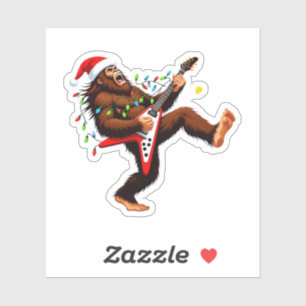Bigfoot Sasquatch Electric Guitar Christmas 2026 Sticker