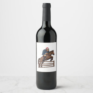 Bigfoot Sasquatch Equestrian Christmas Horse Ridin Wine Label