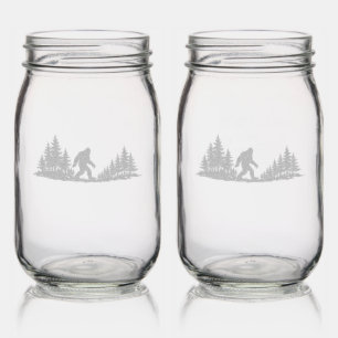 Bigfoot Sasquatch Etched Glassware