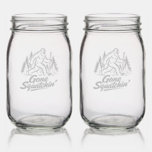 Bigfoot Sasquatch Etched Glassware