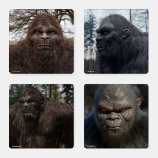 BIGFOOT SASQUATCH FACE PORTRAIT COASTER SET