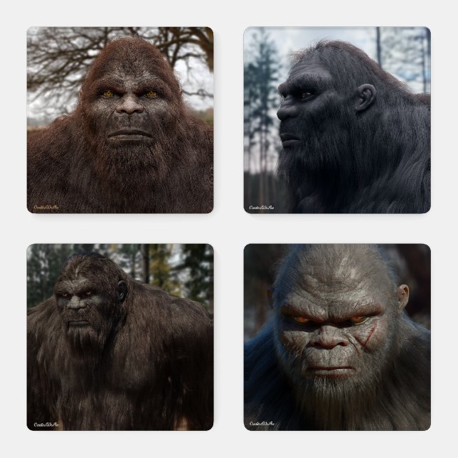 BIGFOOT SASQUATCH FACE PORTRAIT COASTER SET (Set)