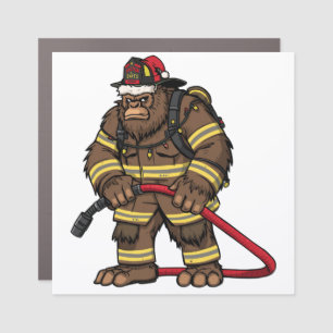Bigfoot Sasquatch Firefighter Christmas 2026 Car Magnet