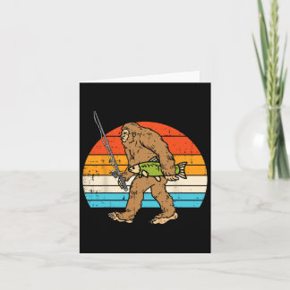 Bigfoot Sasquatch Fishing Retro Fisherman Men Wome Card