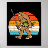 bigfoot with fishing pole transfer Fisherman Sticker, 4 in Our framed artwork is securely mounted into a 1.5 Big Foot With Fishing Pole