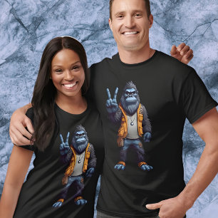 Bigfoot Sasquatch Flashing Peace Sign T-Shirt