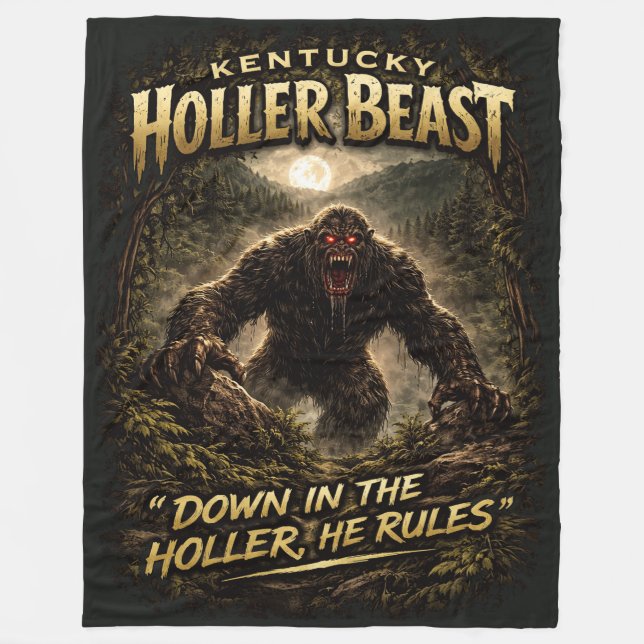 Bigfoot Sasquatch Fleece Blanket (Front)