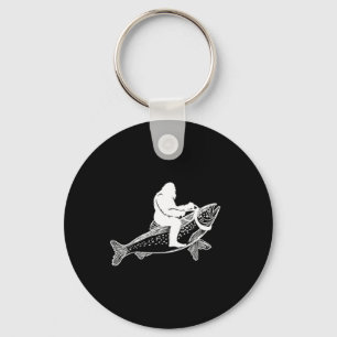 Bigfoot Sasquatch Fly Fishing Trout Fisherman Vint Keychain