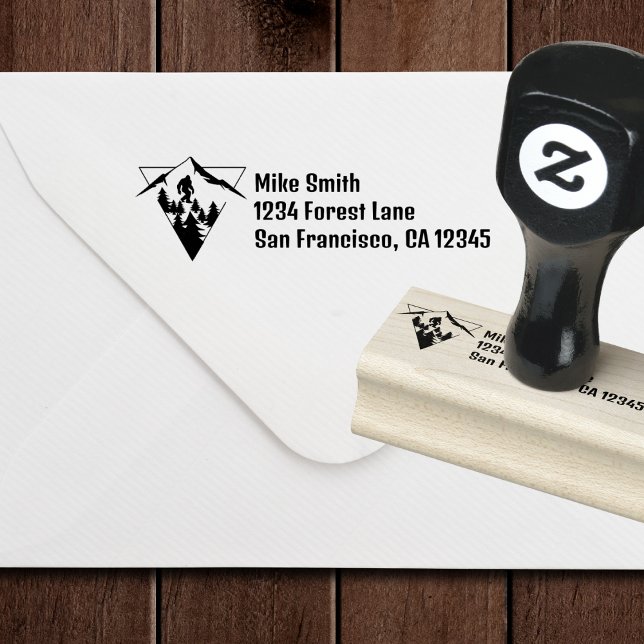 BigFoot Sasquatch Forest Mountain Simple Custom  Rubber Stamp (Creator Uploaded)