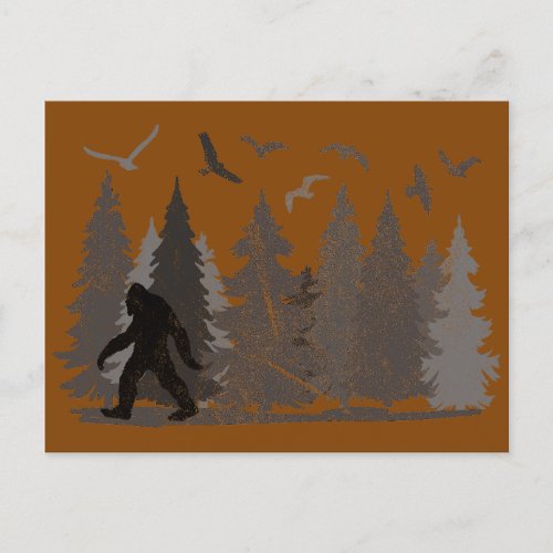 Bigfoot Sasquatch Forest Postcard