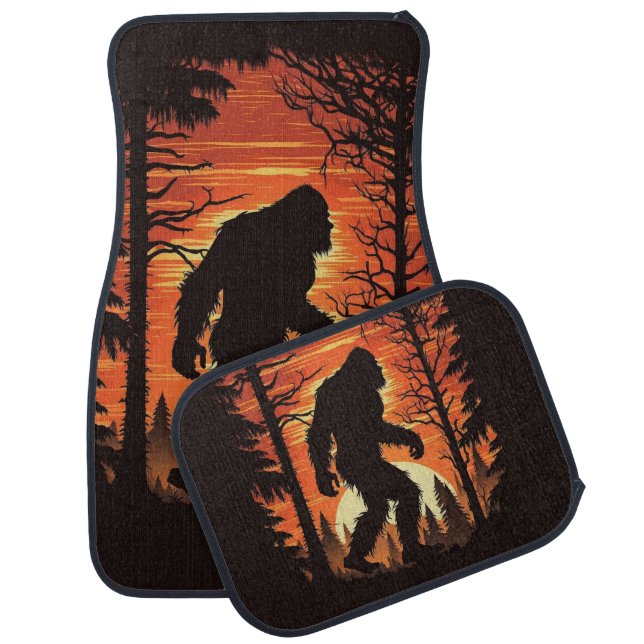 Bigfoot Sasquatch Forest Sunset Truck Van Car Floor Mat (Set)