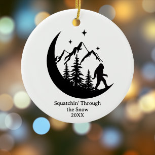 BigFoot Sasquatch Funny Outdoors Nature Custom Ceramic Ornament