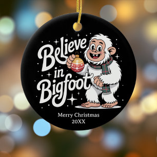BigFoot Sasquatch Funny Outdoors Xmas Custom Ceramic Ornament
