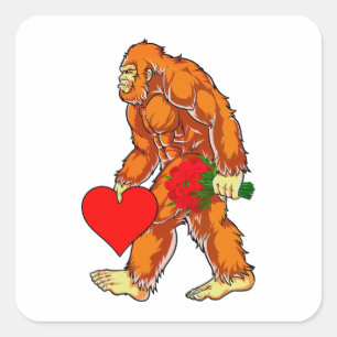Bigfoot Sasquatch Funny Valentines Day Love Square Sticker