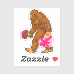 Bigfoot Sasquatch Funny Valentines Day Love Sticker
