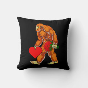 Bigfoot Sasquatch Funny Valentines Day Love Throw Pillow