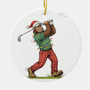 Bigfoot Sasquatch Golf Christmas 2026 Holiday Ceramic Ornament