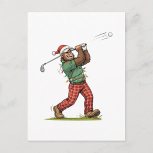 Bigfoot Sasquatch Golf Christmas 2026 Holiday Postcard