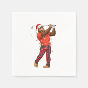 Bigfoot Sasquatch Golf Christmas 2026 Holiday Spor Napkins