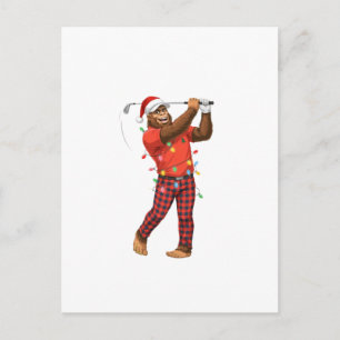 Bigfoot Sasquatch Golf Christmas 2026 Holiday Spor Postcard