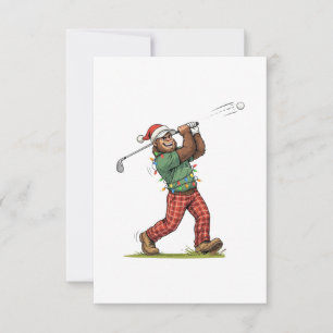 Bigfoot Sasquatch Golf Christmas 2026 Holiday Thank You Card