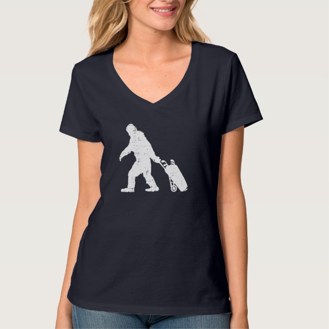 Bigfoot Sasquatch Golf Clubs Funny Golfing Golfer  T-Shirt (Front)